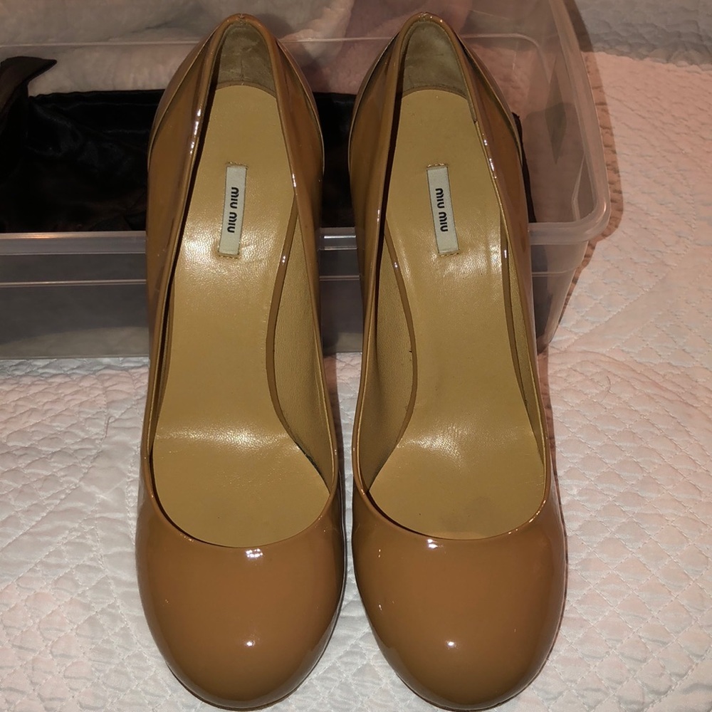 Miu Miu tan patent leather. Like new
